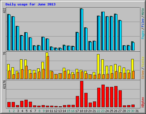 Daily usage for June 2013