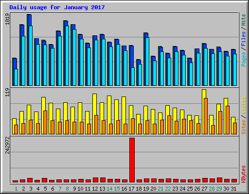 Daily usage for January 2017