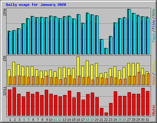 Daily usage for January 2020