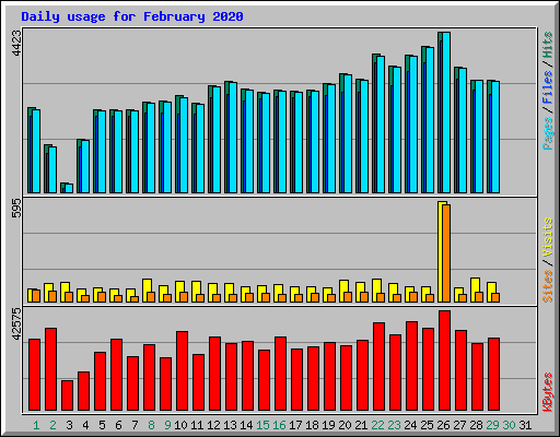 Daily usage for February 2020
