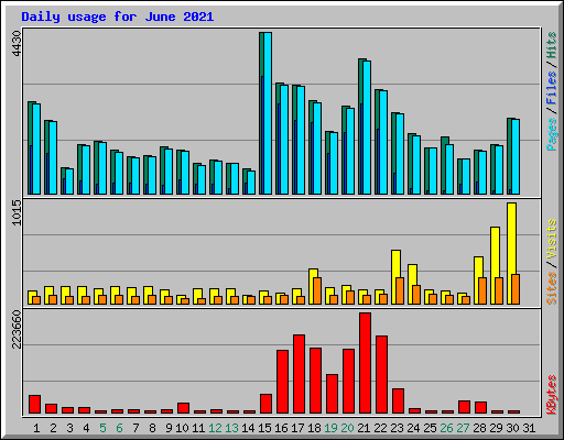 Daily usage for June 2021