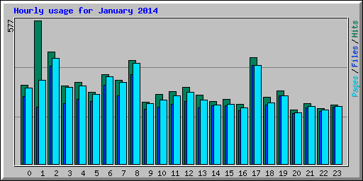 Hourly usage for January 2014